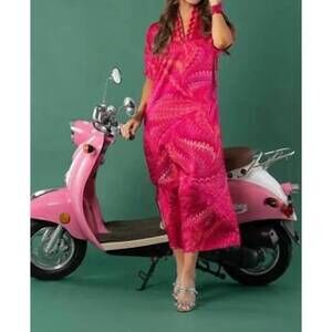 Women's Fuchsia Pink Printed Maxi Dress